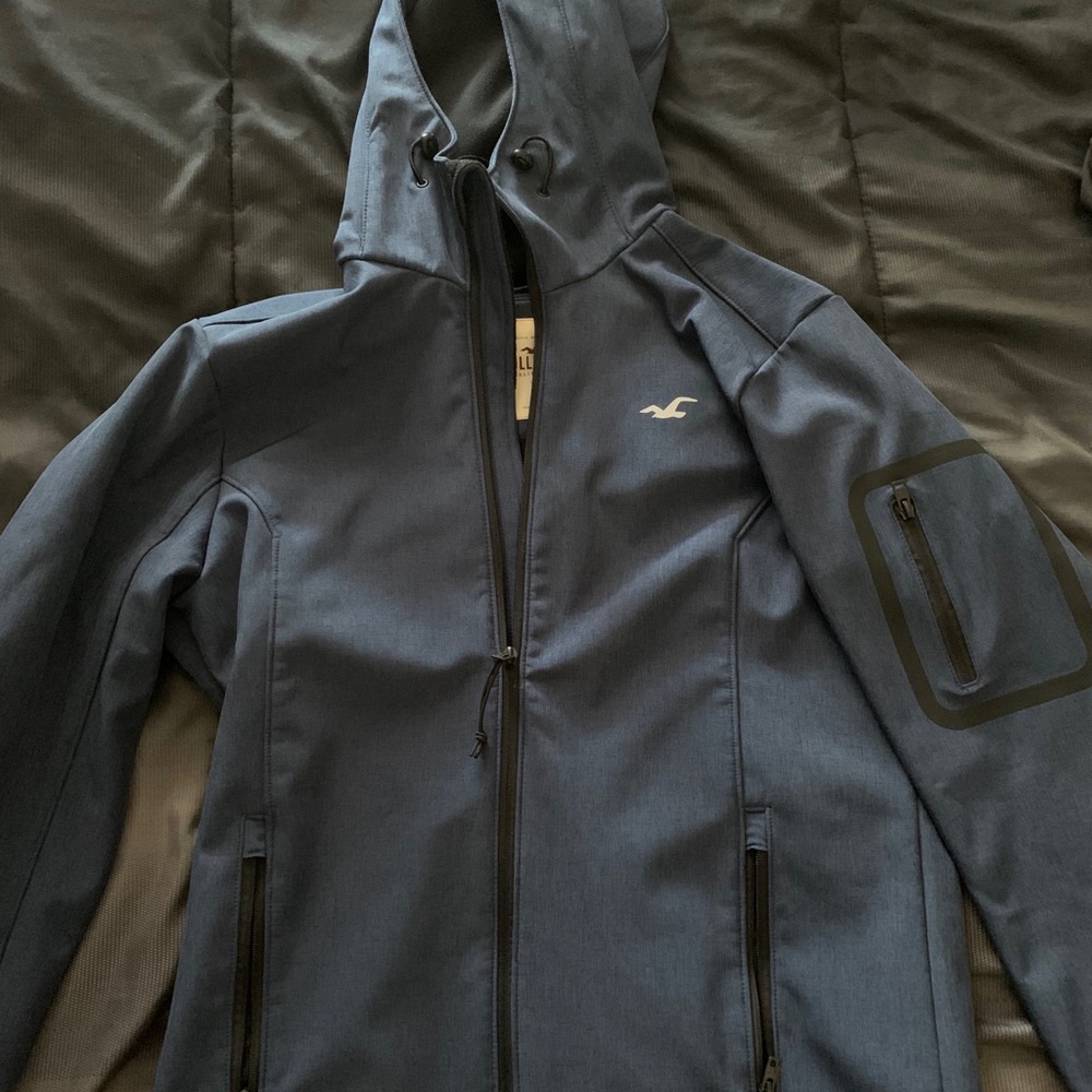 Mens hollister jacket navy blue size large
